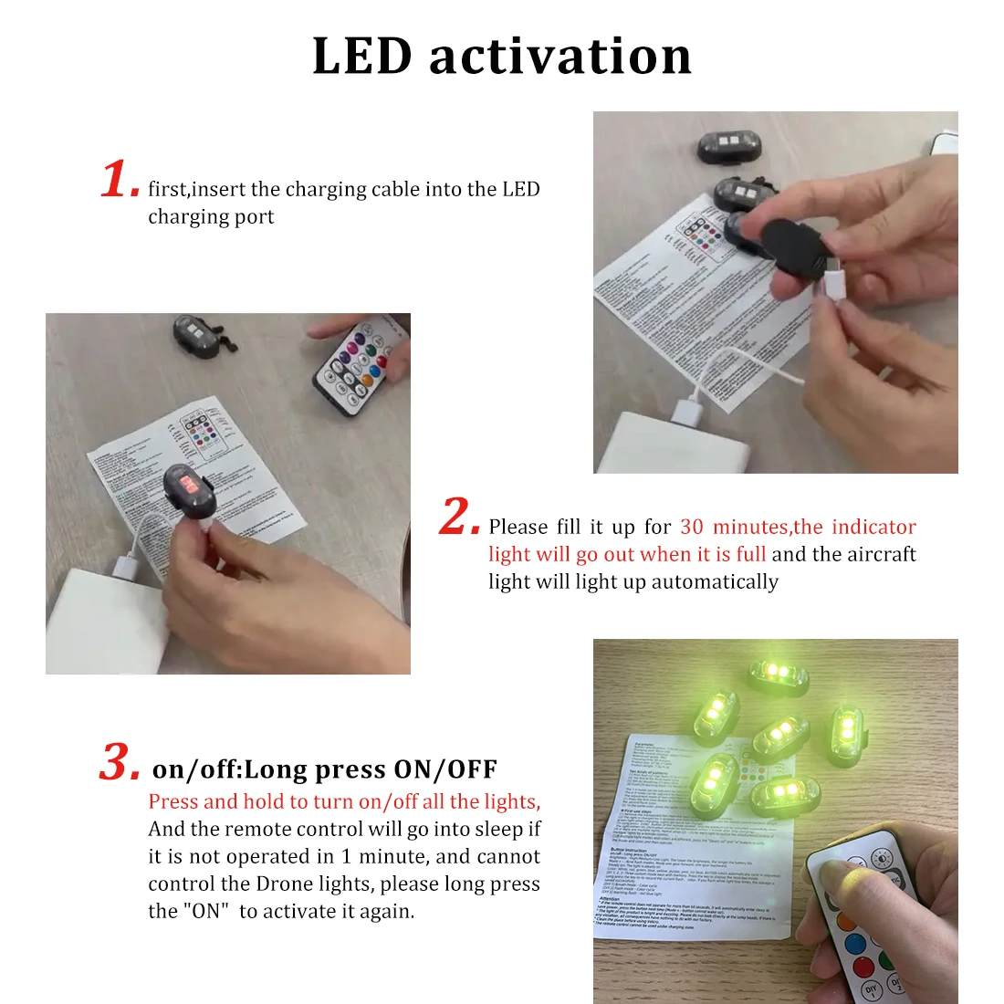 Luz estroboscópica con Control - Drone Led Light reseña y precio